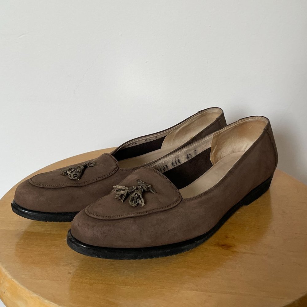 Salvatore Ferragamo Vintage Brown/Tan Suede/Leather Loafers with Tassles